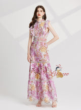 Lace Stitching Flying Sleeve Dress