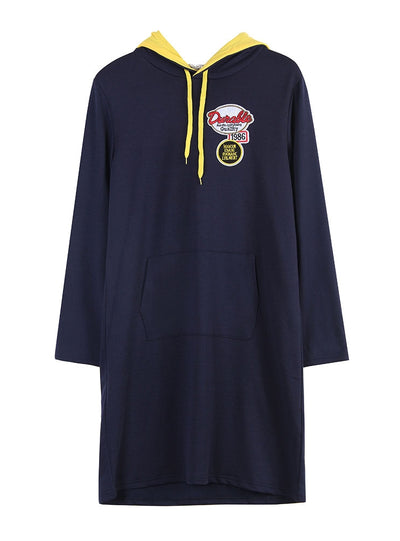 Casual Hooded Loose Long-sleeved Dress