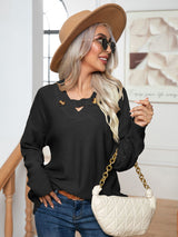 Button V-neck Loose Long Sleeve Sweater