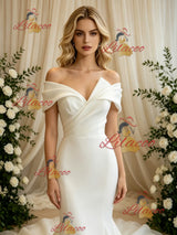 White Mermaid Off the Shoulder Wedding Dress