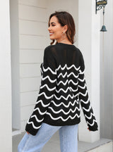 Long Sleeve Spliced Hollow Pullover Sweater