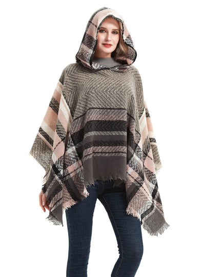 Women Cape Hooded Shawl Cloak