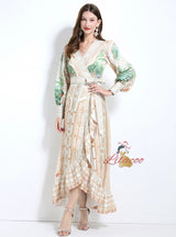 Palace Style Printed Ruffled Dress