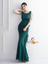 Mermaid Backless Beading Prom Dress