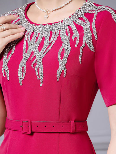 Burgundy Beading Mother Of The Bride Dress