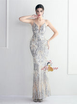 Mermaid Sequins Spaghetti Straps Prom Dress
