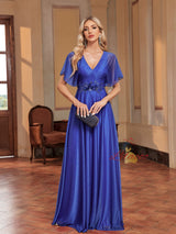 Horn Sleeve Applique Slim Dress