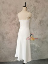 Simple White Spaghetti Straps Wedding Dress