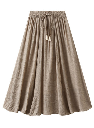 Retro Cotton and Linen Double Skirt