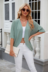 Solid Color Medium Sleeve Knitted Jacket