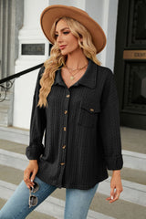 Solid Color Lapel Pocket Long Sleeve Coat