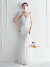 Sequins Tulle Spaghetti Straps Prom Dress