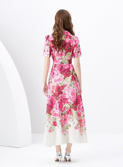 Double-breasted Slim Long Dress