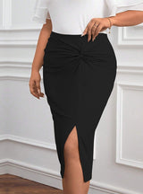Elastic Waist Elastic High Waist Split Skirt