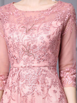Pink Tulle Lace Beading Mother Of The Bride Dress
