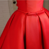 Red Strapless Bow Homecoming Dress