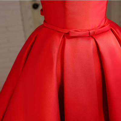 Red Strapless Bow Homecoming Dress