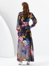 Chiffon Gauze Printed Long Sleeve Dress