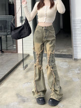 Retro Bow Horn Stretch Jeans