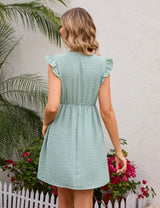 Wooden Ear V-neck Holiday Casual Dress