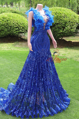 Royal Blue Mermaid Sequins Prom Dress