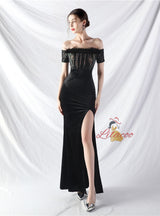 Mermaid Sequins Off the Shoulder Split Prom Dress