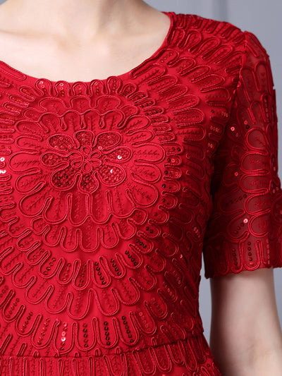 Sequins Short Sleeve Mother Of The Bride Dress