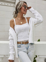 Loose Twisted Rope Braided Sweater Two-piece Suit