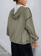 Hooded Striped Ladies' Casual Coat