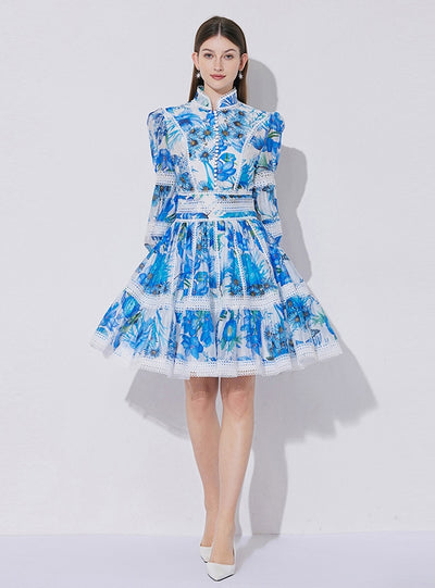 Palace Lace Stitching Printed Dress