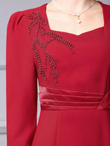 Red Short Sleeve Mother of the Bride Dress