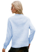 Round Neck Solid Color Pullover Long Sleeve Sweater