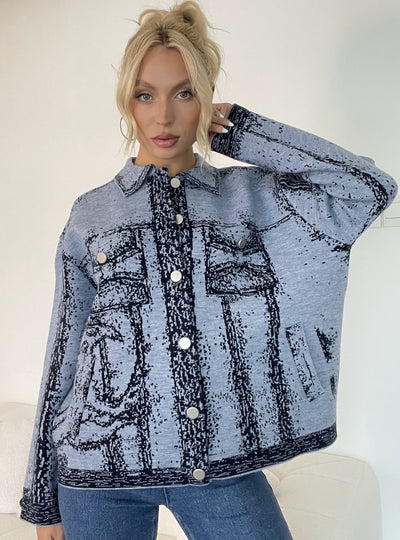 Women Graffiti Lapel Loose Coat