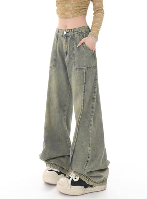 Retro Loose Straight Wide-leg Jeans