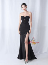 Mermaid Strapless Pleats Split Prom Dress