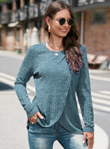 Fall/Winter Knitwear Crewneck Split Top