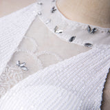 White Mermaid Sequins Beading Prom Dress