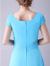 Blue Chiffon Pleats Beading Mother Of The Bride Dress