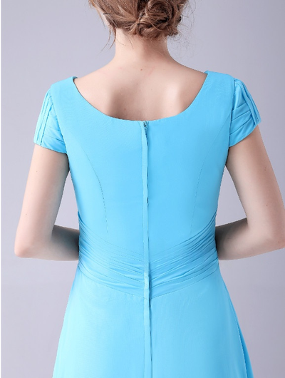 Blue Chiffon Pleats Beading Mother Of The Bride Dress