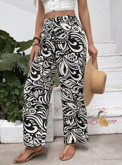 High Waist Straight Floral Printed Dress