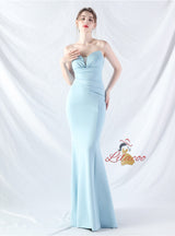 Mermaid Strapless Pleats Prom Dress