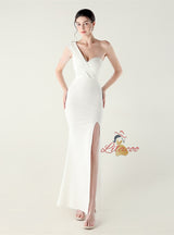 One Shoulder Split Beading Prom Dress
