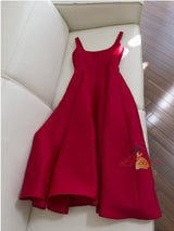 Red Straps Sleeveless Prom Dress