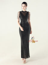 Mermaid Sequins Sleeveless Beading Prom Dress