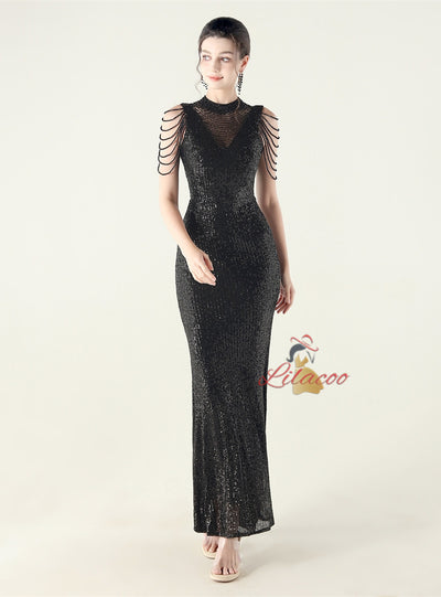 Mermaid Sequins Sleeveless Beading Prom Dress