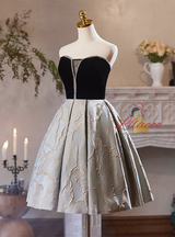 A-Line Black Velvet Homecoming Dress