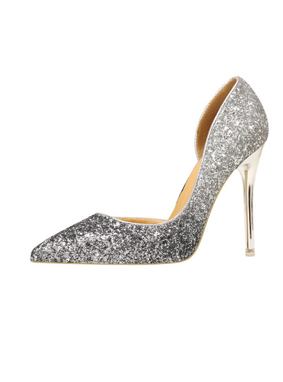 Thin High-heeled Sequined Pointed Shoes