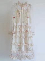 Sequined Embroidered Star Lace Slim Mesh Dress