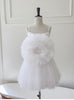 White Tulle Spaghetti Straps Pleats Prom Dress