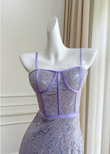 Purple Sequins Spaghetti Straps Prom Dress